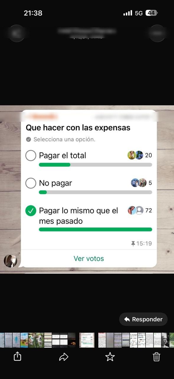 La encuesta entre vecinos: qué hacer con las expensas. 72 votaron pagar lo mismo que el mes anterior.
