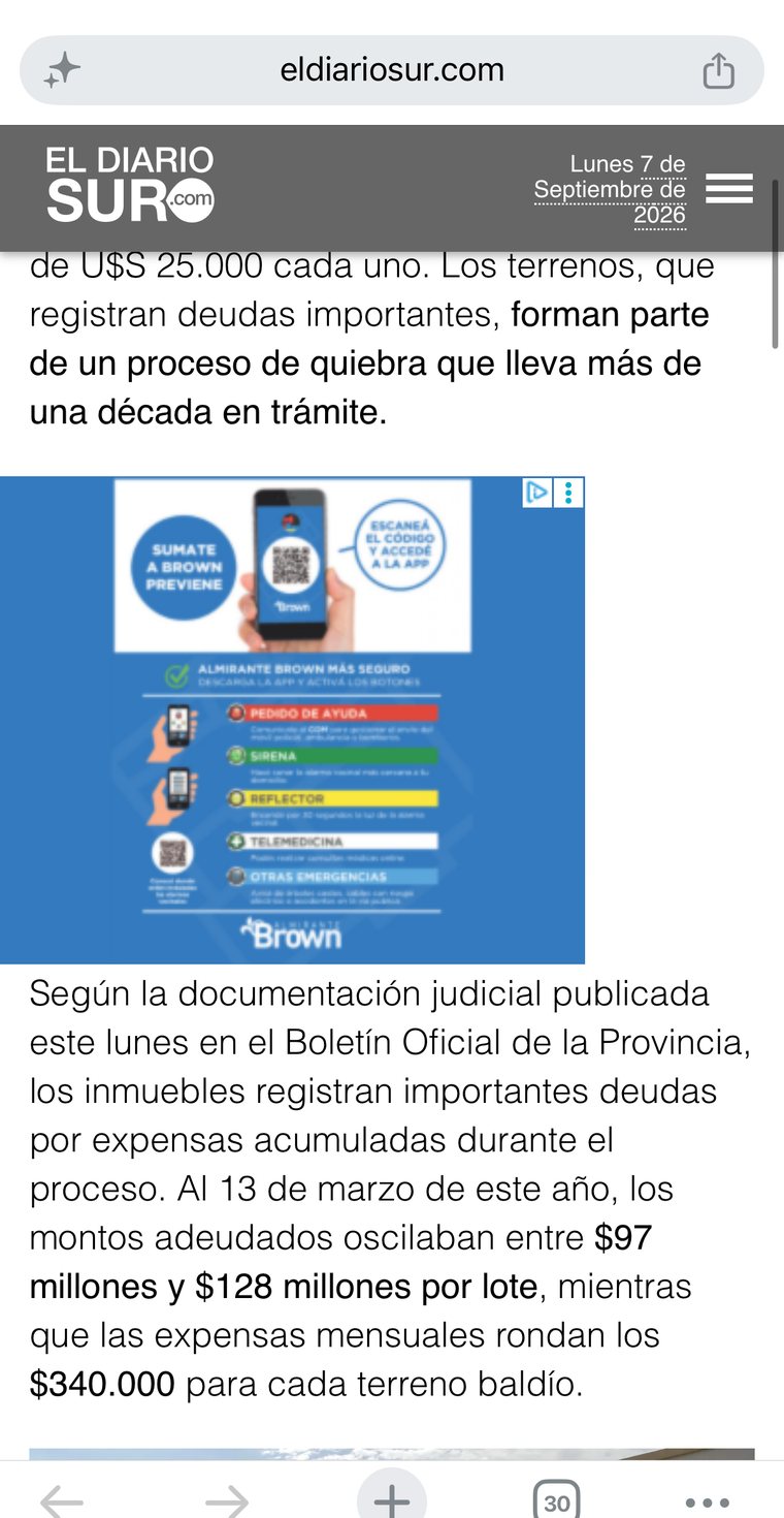 Deudas de entre 97 y 128 millones por lote y expensas mensuales de 340.000 pesos