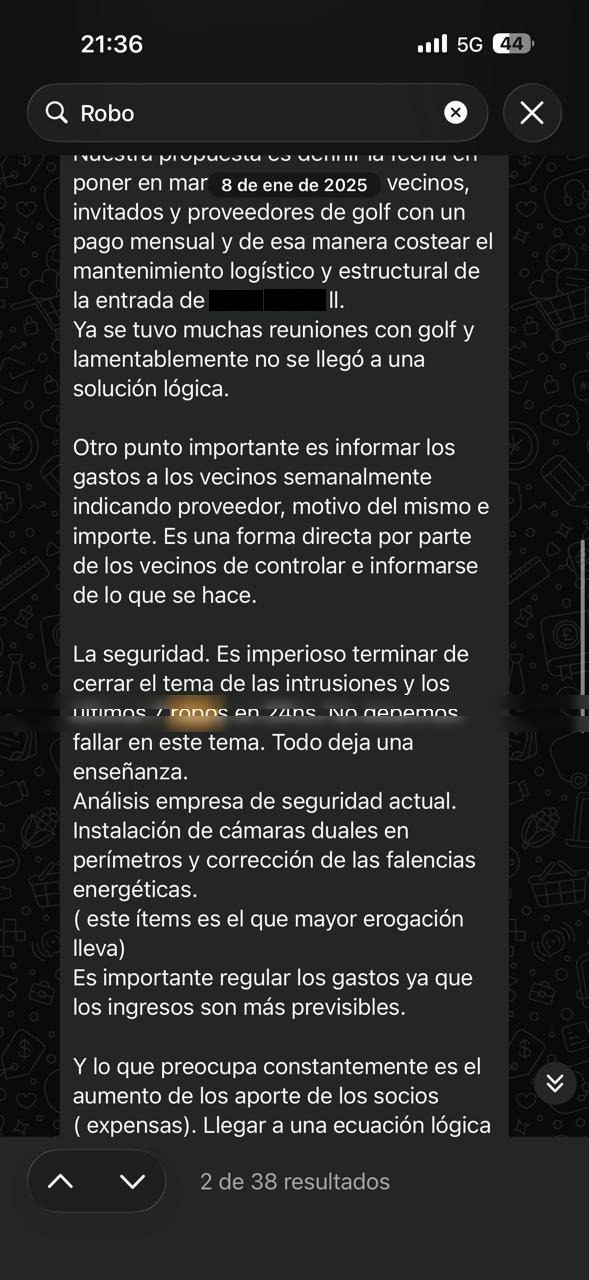 Ene 2025 — Es imperioso terminar de cerrar el tema de las intrusiones y los últimos robos en 24 hs.